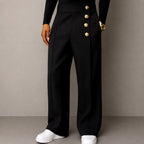 Clifton - Men's Gold Button Wide Leg Trousers 2