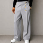 Clifton - Men's Gold Button Wide Leg Trousers 3