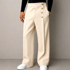 Clifton - Men's Gold Button Wide Leg Trousers 4