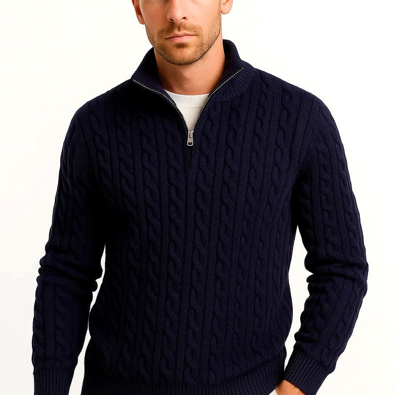 Colton - Men's Cable Zip-Front Long Sleeve Sweater