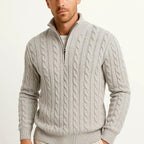 Colton - Men's Cable Zip-Front Long Sleeve Sweater