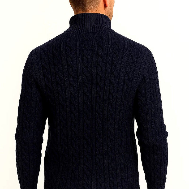 Colton - Men's Cable Zip-Front Long Sleeve Sweater