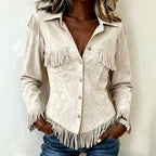 Connie - Women's Faux Suede Western Fringe Cowgirl Shirt 1