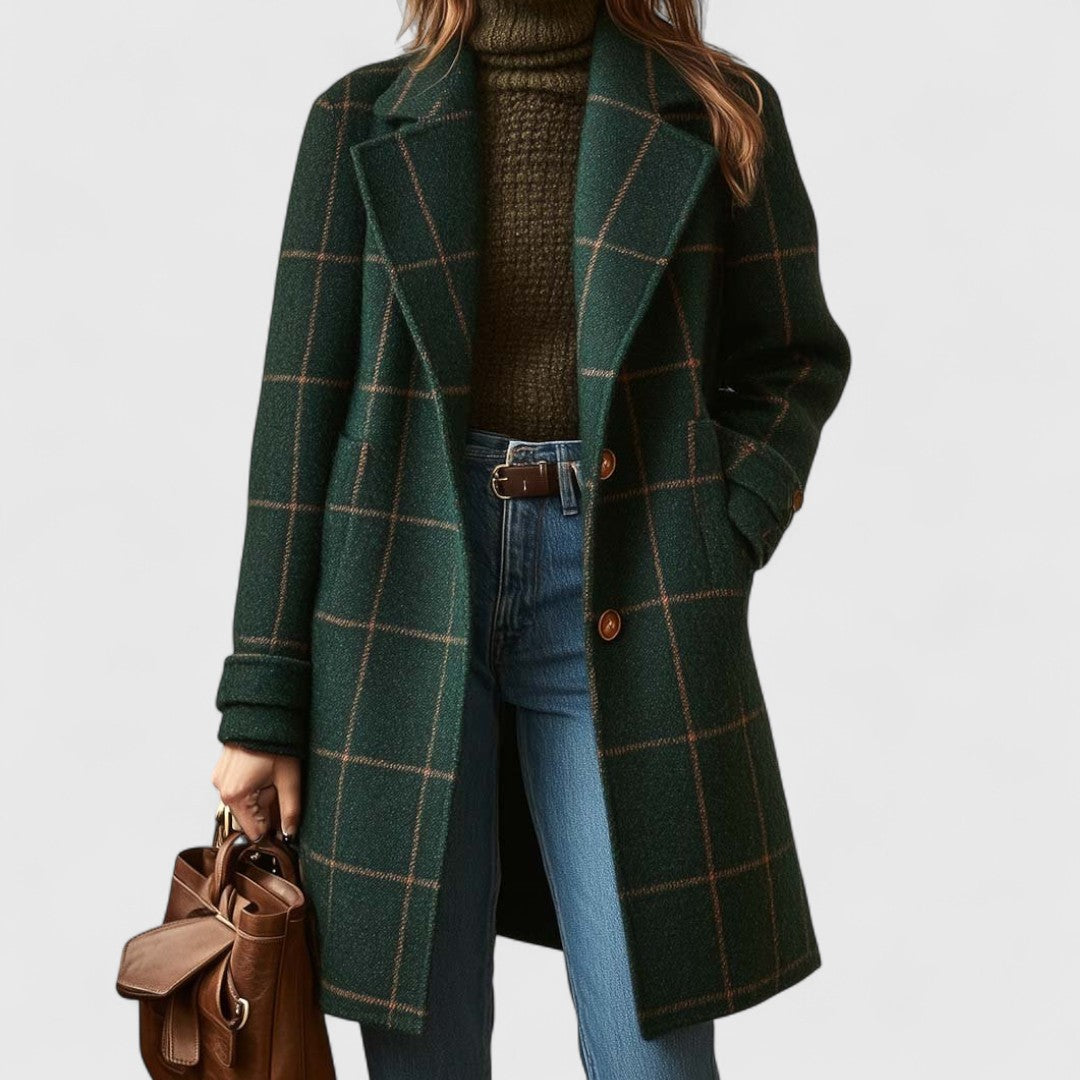 Constance - Women's Checked Notched Lapel Coat