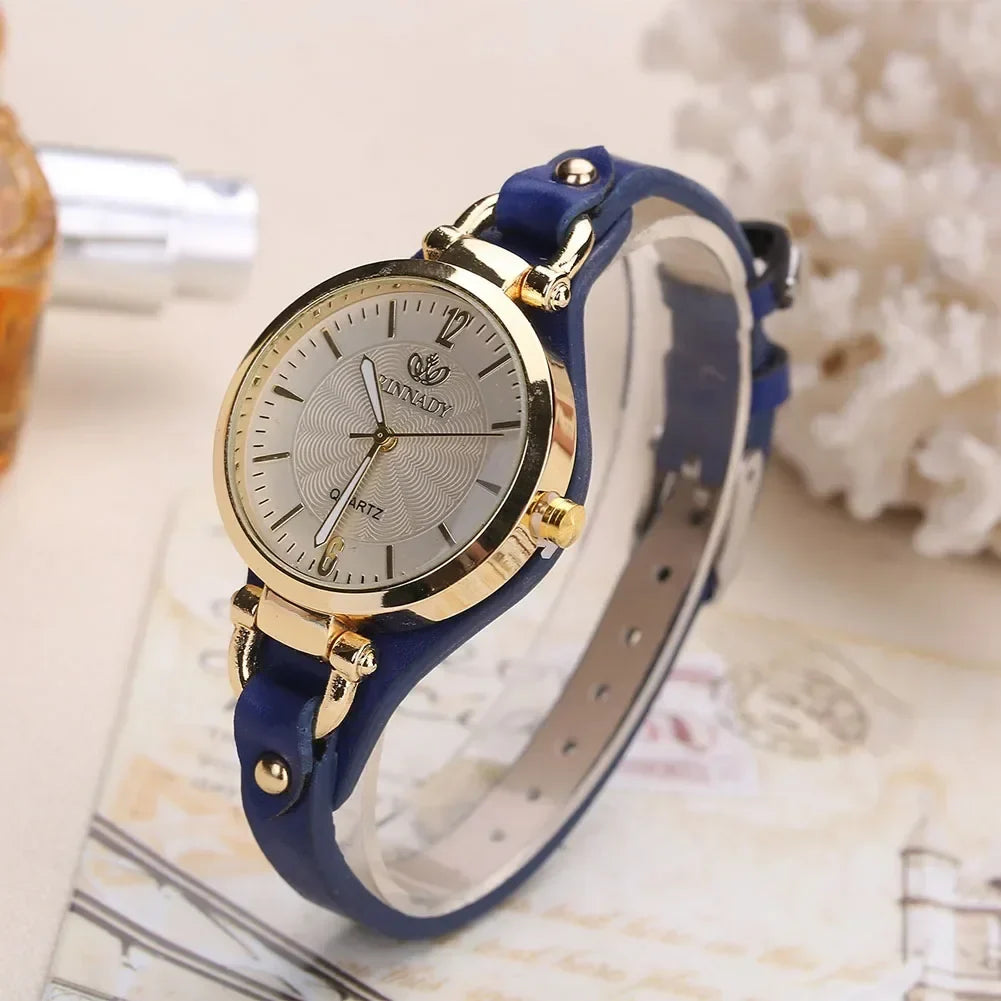 Cordula – Women's Gold-Tone Quartz Watch with Leather Strap