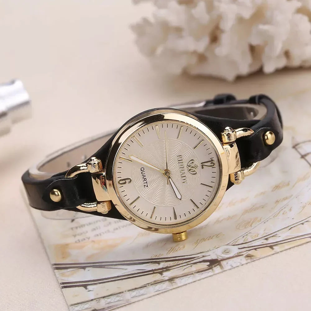 Cordula – Women's Gold-Tone Quartz Watch with Leather Strap
