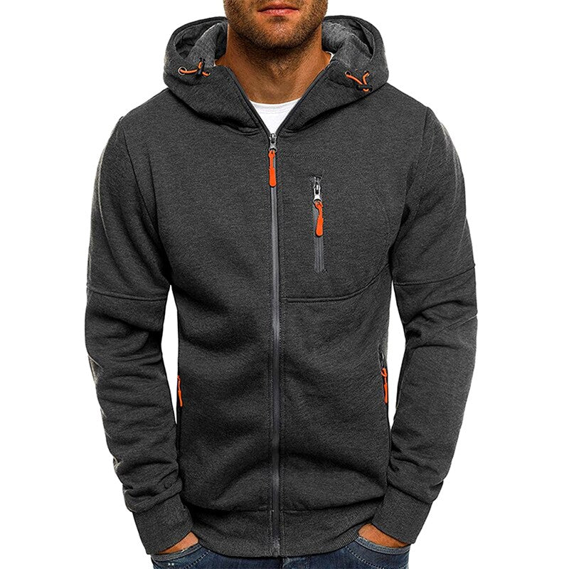 Cornelius - Men's Zip Front Hoodie with Chest Pocket