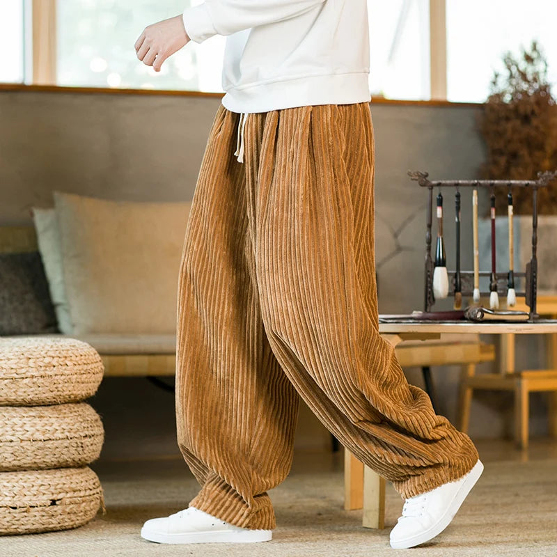 Craig - Men's Corduroy Wide Leg Drawstring Casual Bottoms 1