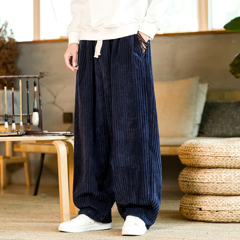 Craig - Men's Corduroy Wide Leg Drawstring Casual Bottoms 3
