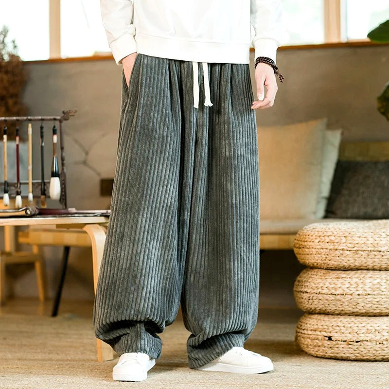 Craig - Men's Corduroy Wide Leg Drawstring Casual Bottoms 5