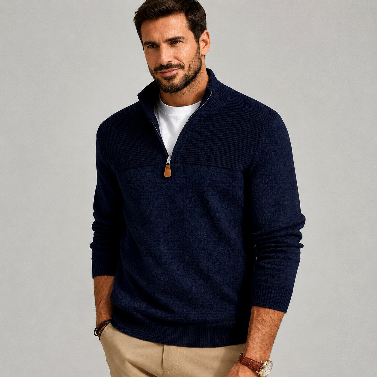 Cruz - Men's Half-Zip Stand Collar Slim Fit Sweater 3