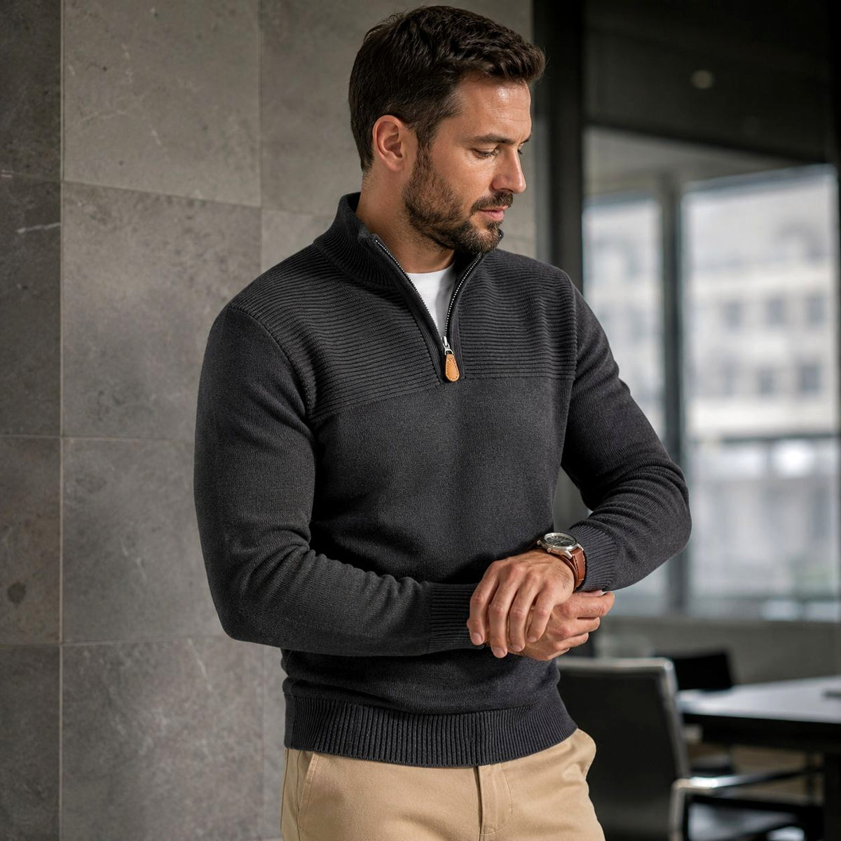 Cruz - Men's Half-Zip Stand Collar Slim Fit Sweater 6