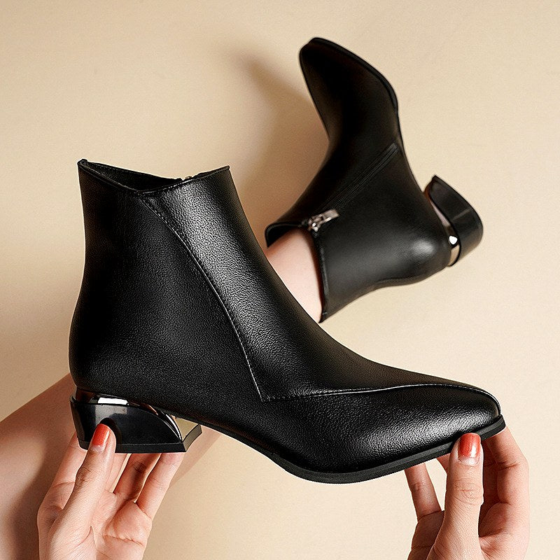 Daphne - Women's Square Toe Block Heel Ankle Boots 1
