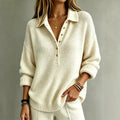 Darcy - Women's Polo Collar Button-Front Knit Sweater 1