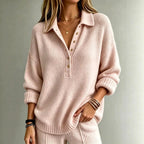 Darcy - Women's Polo Collar Button-Front Knit Sweater 2