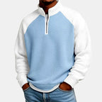Darren - Men's Waffle Knit Stand Collar Quarter-Zip Sweatshirt 1