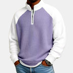 Darren - Men's Waffle Knit Stand Collar Quarter-Zip Sweatshirt 3