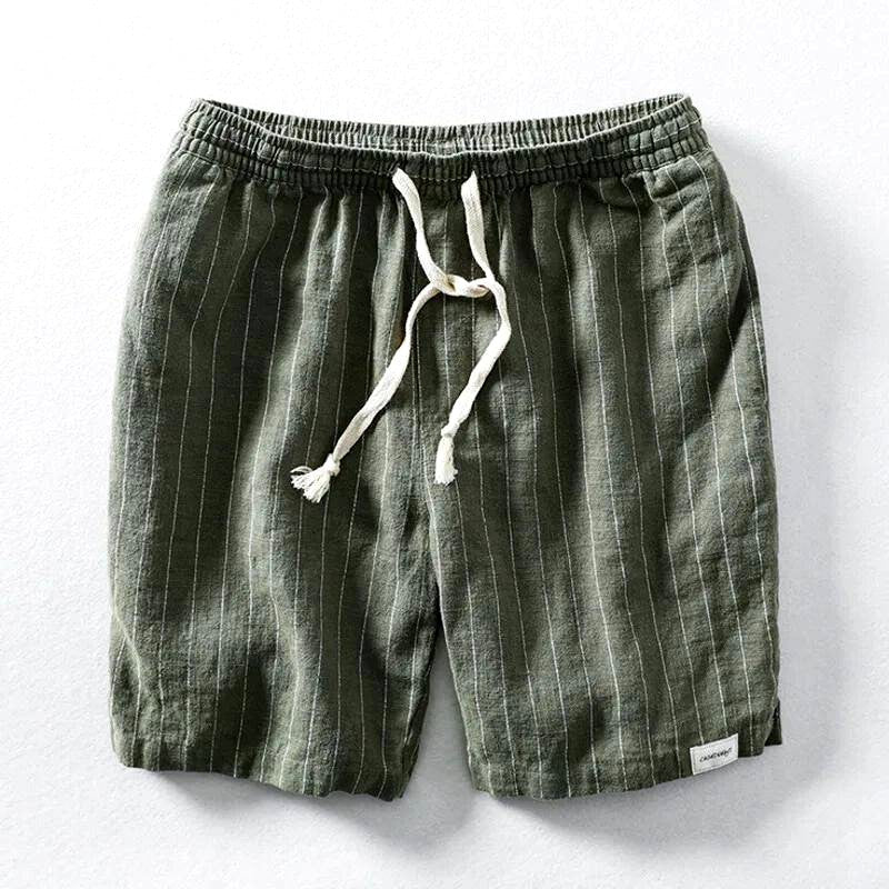 Denis - Men's Striped Linen Relaxed Fit Shorts