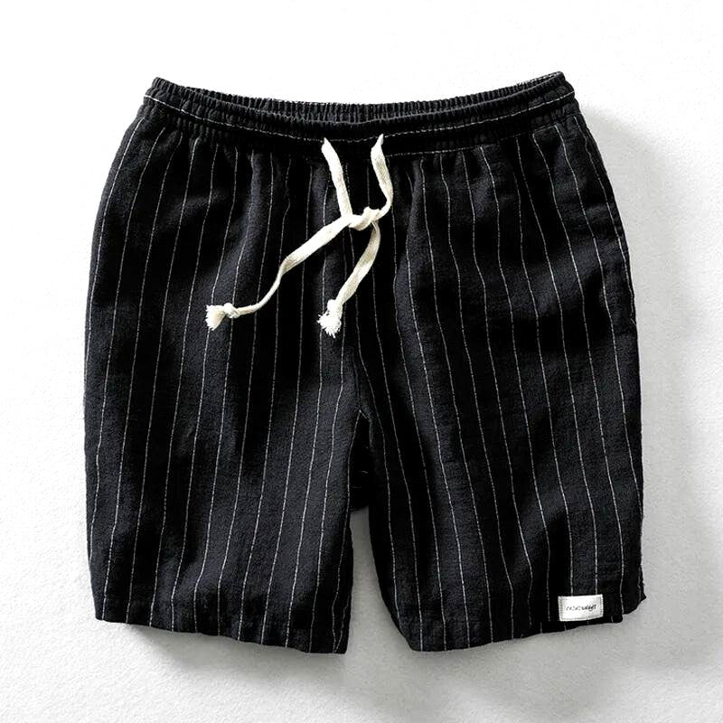 Denis - Men's Striped Linen Relaxed Fit Shorts