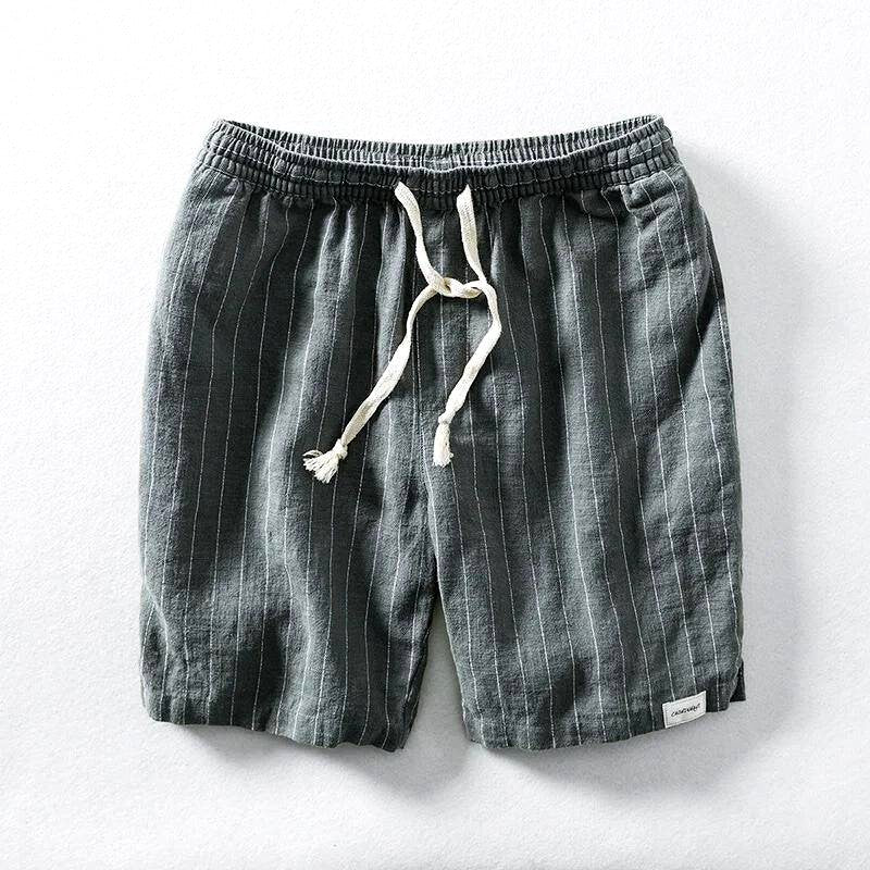 Denis - Men's Striped Linen Relaxed Fit Shorts