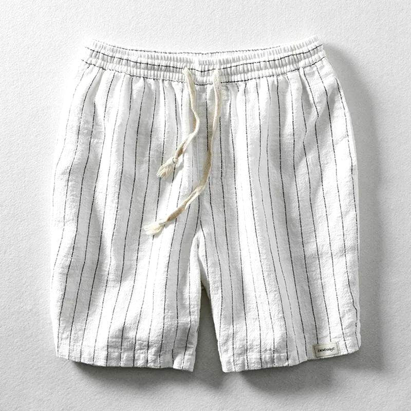 Denis - Men's Striped Linen Relaxed Fit Shorts