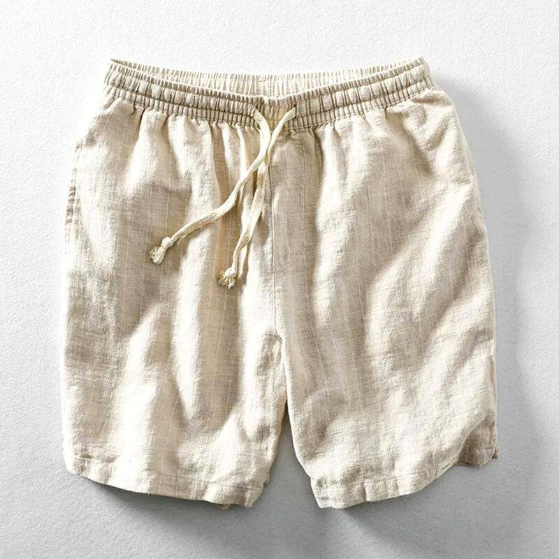 Denis - Men's Striped Linen Relaxed Fit Shorts