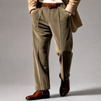 Denzel - Men's Velvet Pleated Straight Leg Trousers 1