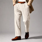 Denzel - Men's Velvet Pleated Straight Leg Trousers 2