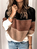Devi - Women's Striped Colorblock Crew Neck Sweater 2