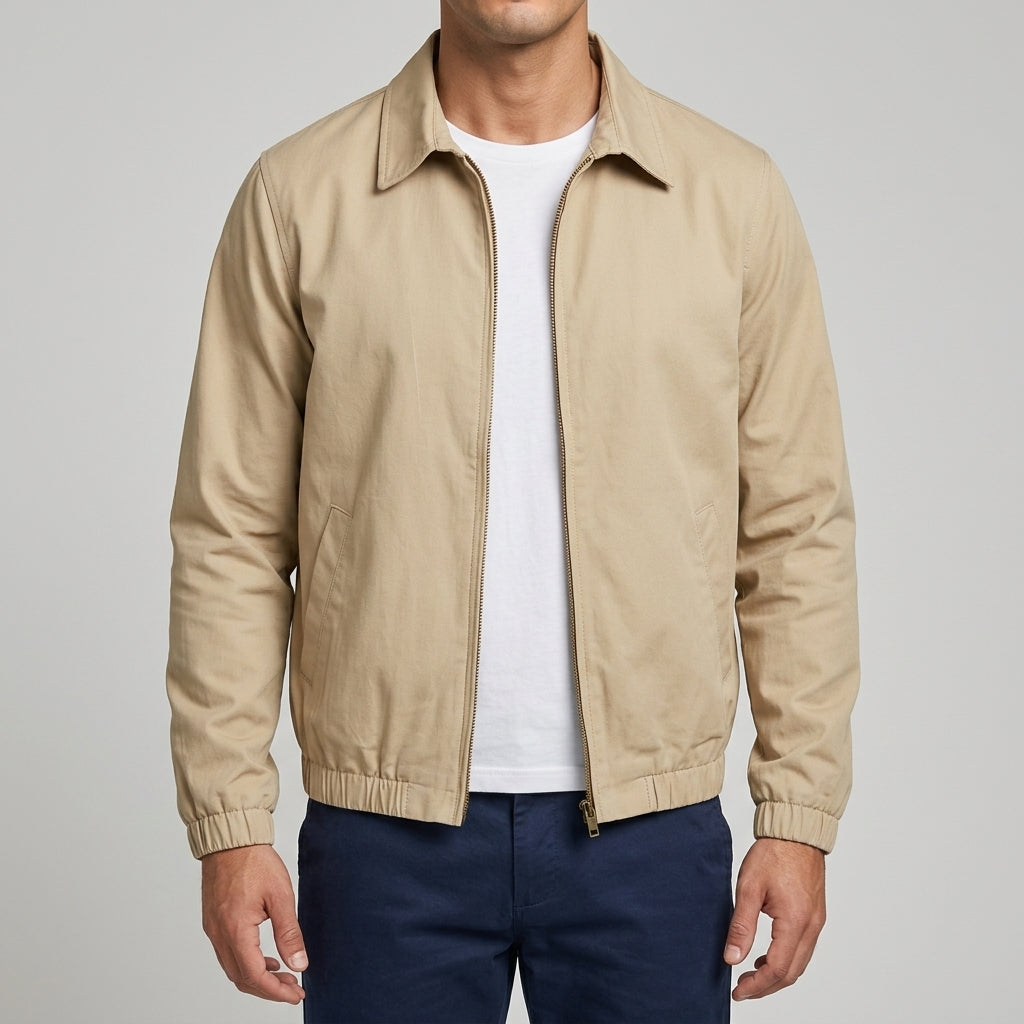 Dominic - Men's Collared Zip Jacket with Ribbed Cuffs