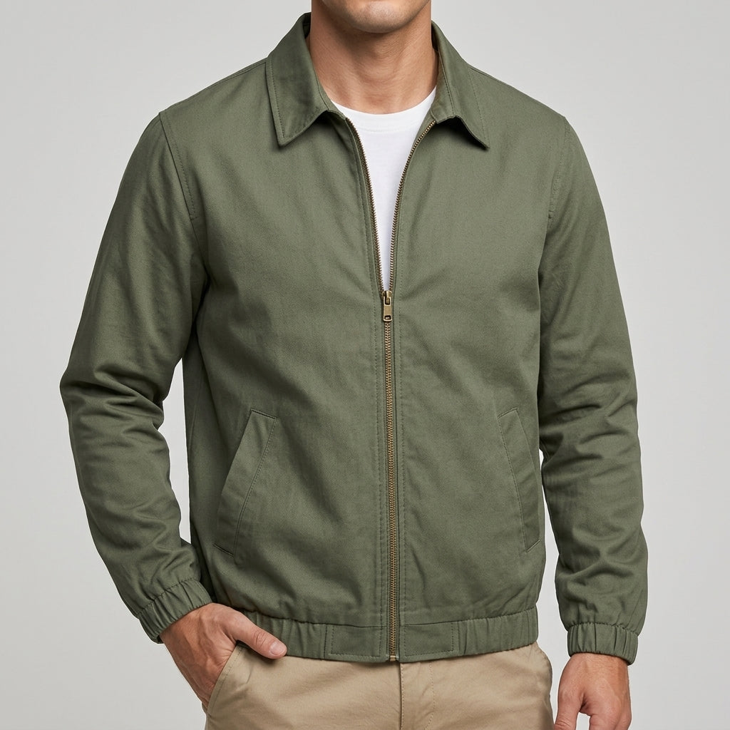 Dominic - Men's Collared Zip Jacket with Ribbed Cuffs