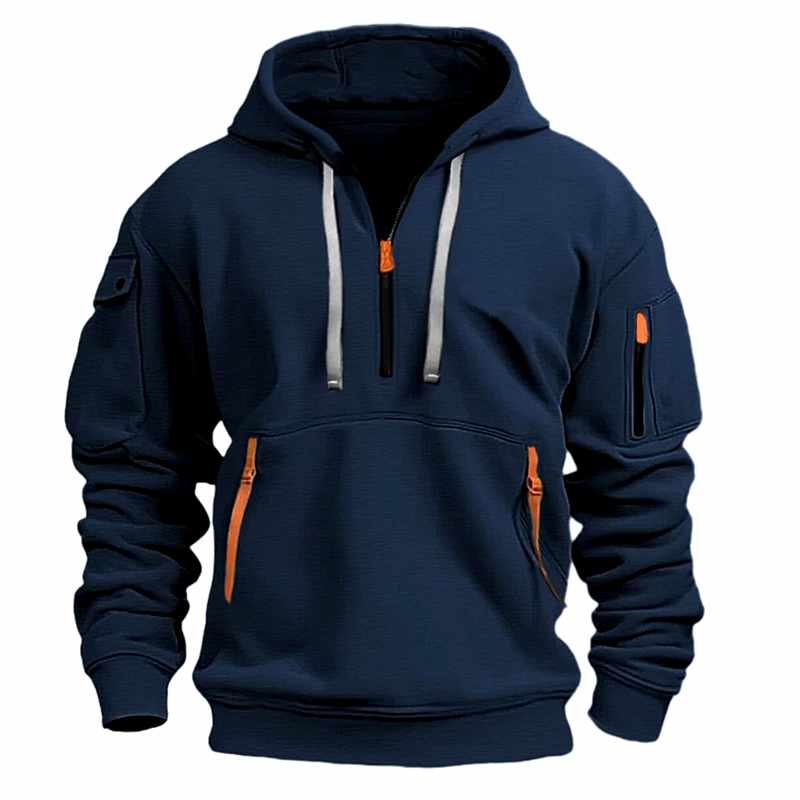 Dominic - Men's Half Zip Zip Front Hoodie Sweatshirt