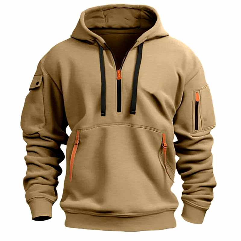Dominic - Men's Half Zip Zip Front Hoodie Sweatshirt