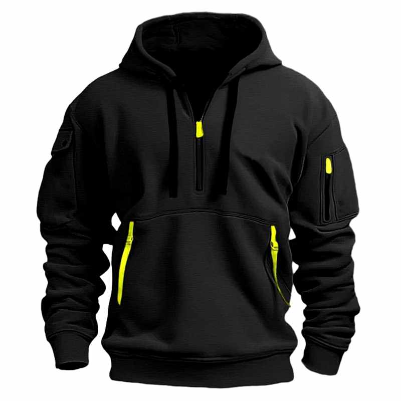Dominic - Men's Half Zip Zip Front Hoodie Sweatshirt