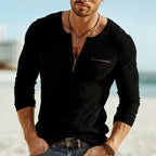Dwayne - Men's Ribbed Henley Long Sleeve Shirt 4
