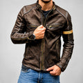 Earl - Men's Vintage Faux Leather Zip-Up Moto Jacket 1