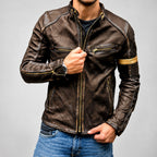 Earl - Men's Vintage Faux Leather Zip-Up Moto Jacket 1