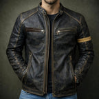 Earl - Men's Vintage Faux Leather Zip-Up Moto Jacket 3