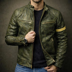 Earl - Men's Vintage Faux Leather Zip-Up Moto Jacket 4