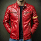 Earl - Men's Vintage Faux Leather Zip-Up Moto Jacket 5