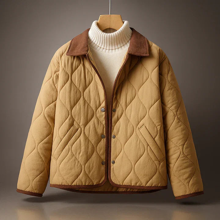 Edith - Women's Quilted Jacket with Contrast Lapel