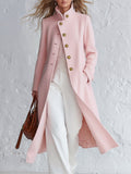 Edith - Women's Single-Breasted Stand-Collar Wool-Blend Coat