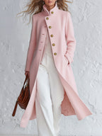 Edith - Women's Single-Breasted Stand-Collar Wool-Blend Coat