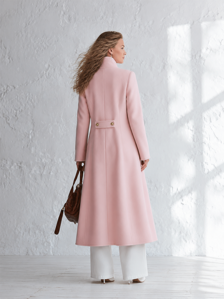 Edith - Women's Single-Breasted Stand-Collar Wool-Blend Coat