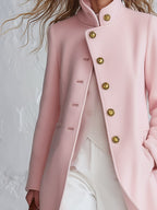 Edith - Women's Single-Breasted Stand-Collar Wool-Blend Coat