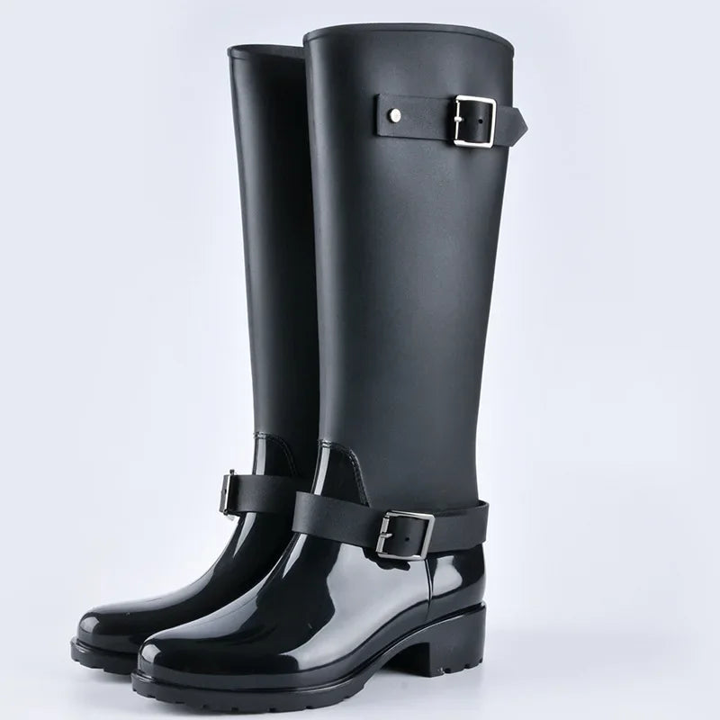 Elara - Women's Tall Buckle Rain Boots