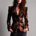 Eliza - Women's Floral Jacquard Slim Fit Blazer 1