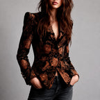 Eliza - Women's Floral Jacquard Slim Fit Blazer 2
