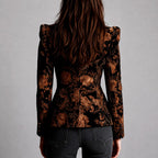 Eliza - Women's Floral Jacquard Slim Fit Blazer 3
