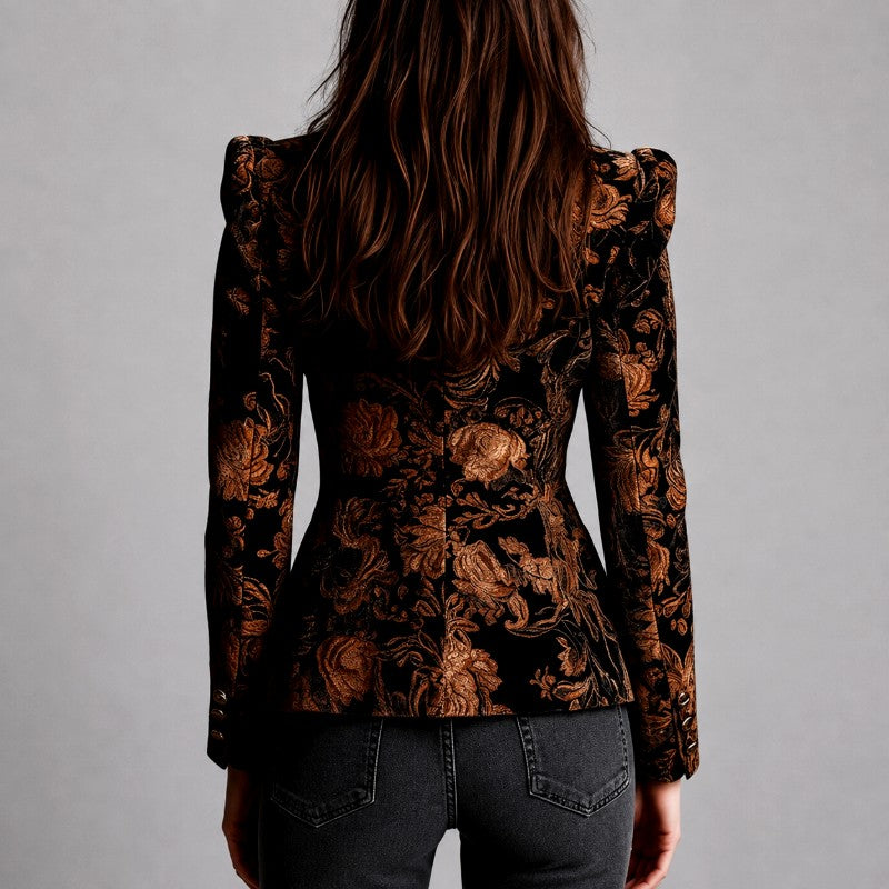 Eliza - Women's Floral Jacquard Slim Fit Blazer 3